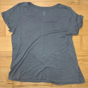J Jill Womens Olive Green Pima Short Sleeve V Neck Tee Size Large Loungewear